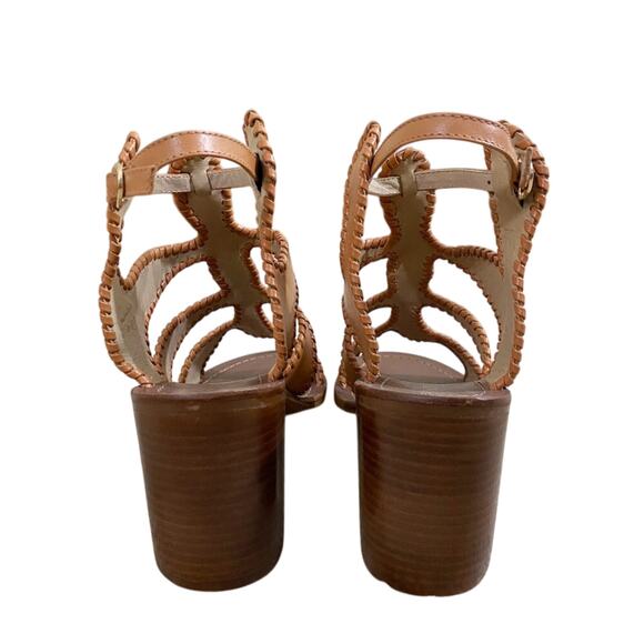 NWOB Jack Rogers Tan Leather High Heel Sandals Women's US Size 9 Made in Brazil - Picture 4 of 10